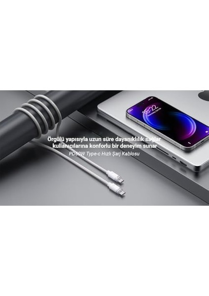 60W 3A Pd Type-C To Type-C Hızlı Şarj ve Kablosu Siyah 1 Metre modelleri