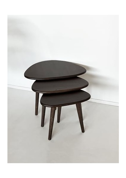 Masif Ahşap Damla Sehpa Seti - 3&apos;lü Zigon Set Modern ve Minimalist Sehpa Takımı (Yan Sehpa, Orta Sehpa, Dekoratif Sehpa)&apos;&apos; (Ceviz) fiyatları