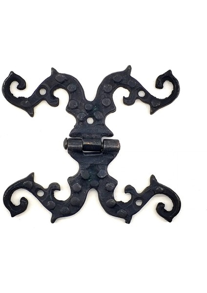 Antika Tarz Dekoratif Pirinç Süslü Menteşe - 100X90 Mm, Oksit