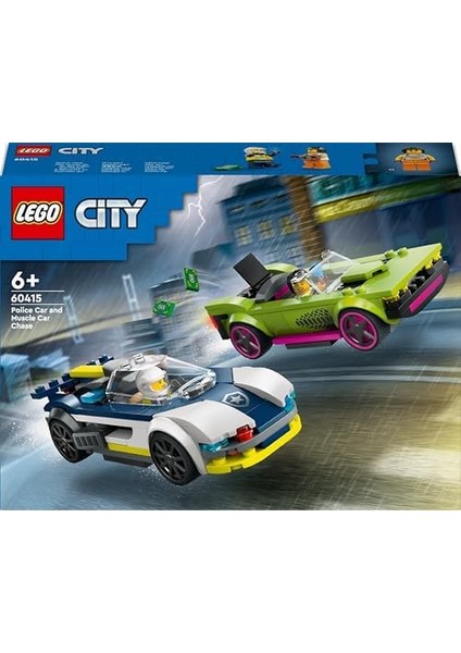 City Arabası ve Spor Araba Takibi 60415-6 Yaş ve Üzeri Çocuklar Için Minifigürü Içeren Yaratıcı Oyuncak Yapım Seti (213 Parça) modelleri