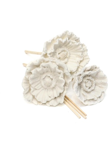 Seramik Çiçek Taşlı 10&apos;lu Bambu Kamış Seti