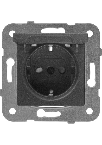 Novella Siyah Kapakli Toprakli Priz Mekanizma+Düğme Kapak Çabuk Bağlanti Çarpma Karşıtı Çocuk Korumalı