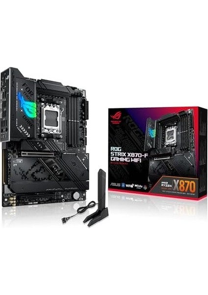 Rog Strıx X870-F Gamıng Wıfı Amd X870 Am5 Ddr5 8000 Dp HDMI 2xusb4 4x M2 Usb3.2 Wifi 7 + Bt Aura Rgb 5gbit Lan Atx 16+2+2 Güç Aşamaları, Çift Usb4, 4xm.2 Slot, Pcıe 5.0 Anakart fiyatları