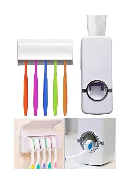 Diş Macunu Sıkacağı Duvar Monteli Otomatik 5 Li Fırça Tutucu Diş modelleri