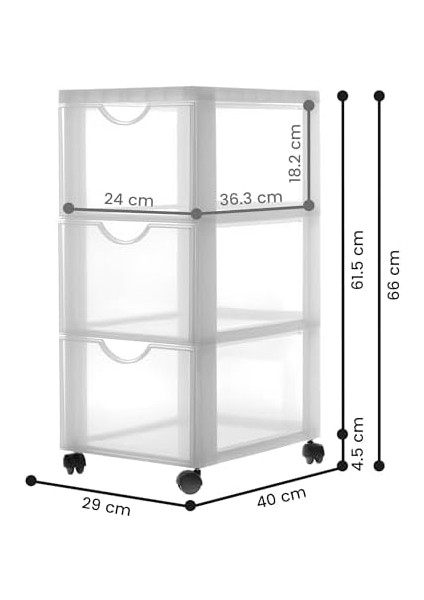 Ohyama, Plastik Saklama Kulesi, 15 Litrelik Çalışma Masası Çekmecesi, Tekerlekli, DDDC-303, Beyaz, Ergonomik Sap G 37,5 x D 29 x Y 61,5 cm fiyatları