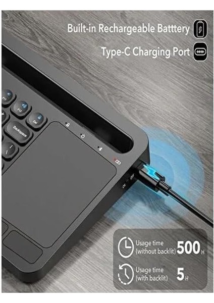 Şarjlı Bluetooth Touchpad Klavye Dual Bağlantı Galaxy Tab S9 Fe Uyumlu Hızlı ve Kolay Kablosuz Bağlantı Tablet ve Telefon ile Kullan Türkçe Q Klavye ZR731 modelleri