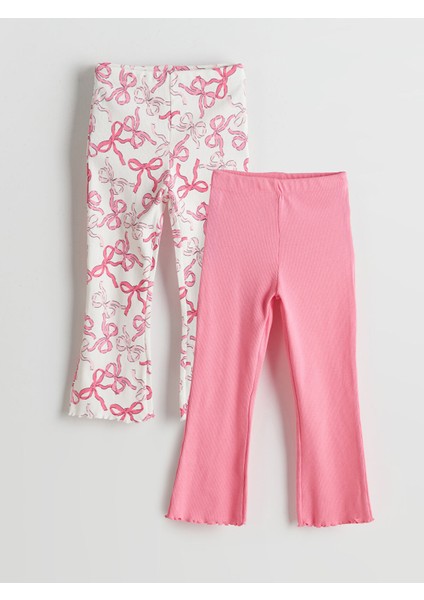 Yeni Sezon Beli Lastikli Kurdele Detaylı Kız Çocuk Tayt