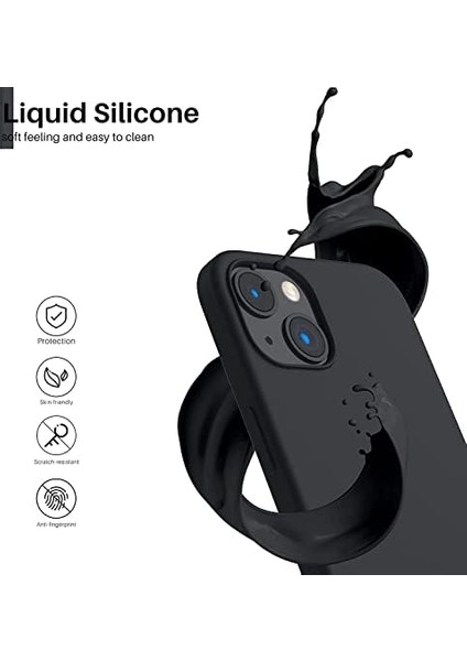 13 Kılıf 6.1 ile Uyumlu, Ince Sıvı Silikon 3 Katmanlı Tam Kaplamalı Yumuşak Jel Kauçuk Kılıf Kapak 6.1 Inç, Siyah modelleri