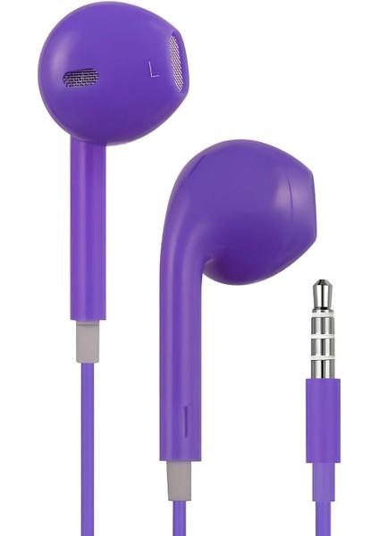 Girişli Mor Kablolu Kulaklık Ios Ile Uyumlu 3.5 mm Kulaklık Renkli