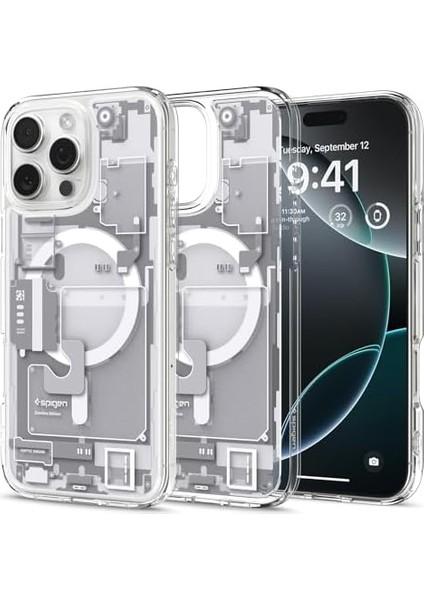 16 Pro Max Ince Kılıf Ultra Sararma Karşıtı Duraclear™ Hava Kanalı Teknolojisi™ Askeri Sınıf Koruma Magfit Zero One Tasarım Kapak - ACS08005 modelleri