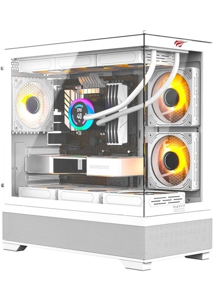 CF925 Tamperli Cam Gaming Oyuncu Kasasıhavit CF925 Tamperli Cam Gaming Oyuncu Kasası Beyaz - 3 Rgb Fanlı, Kumandalı, Itx/m-Atx/atx/e-Atx Uyumlu