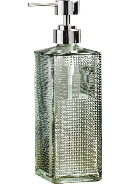 Desenli Cam Sıvı Sabunluk, 450 Ml, Yeşil Cam, Modern ve Mutfak Aksesuarı