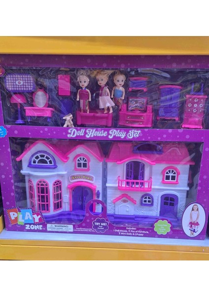 Kapı Zilli 16 Parça Işıklı Bebek Evi - Sesli Işıklı Oyuncak Ev Seti | 3+ Yaş