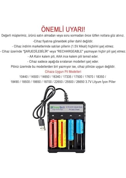 3.7 – 4.2 Lityum Iyon Pil Şarj Cihazı (Dört Yuvalı) / GT-BC05 fiyatları