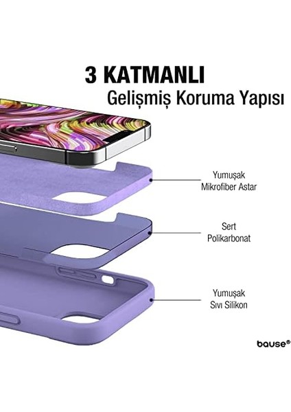 13 Pro Max Uyumlu Silikon Kılıf - Darbeye Dayanıklı Sıvı Silikon, Mikrofiber Astarlı, Parmak Izi Önleyici Kılıf (Lila) modelleri