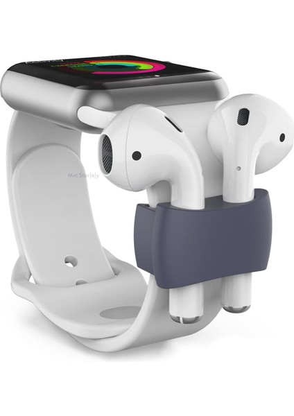 42‑44 mm ile Uyumlu Klips – Kaymaz Silikon Airpods Tutucu, Güvenli Saat Kordon Klipsi