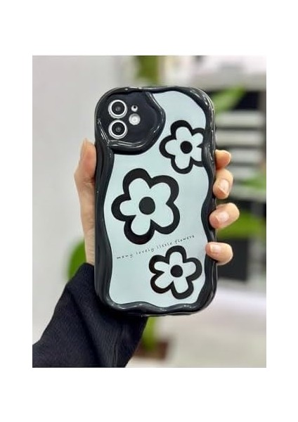 Go Aksesuar 11 ile Uyumlu Darbe Önleyici Siyah Papatya Baskılı Silikon Kılıf fiyatları