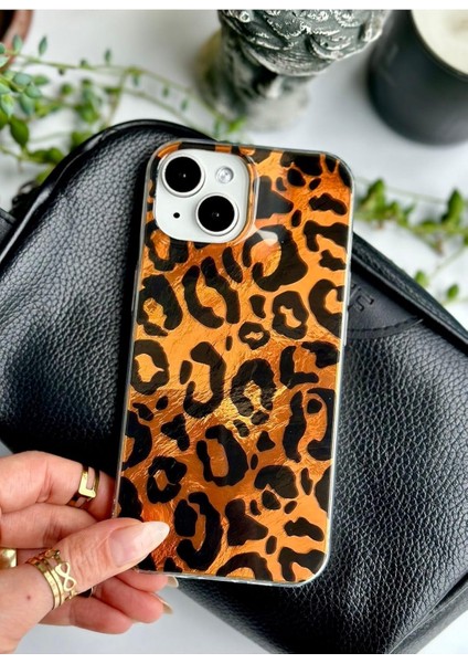 Go Aksesuar 14 Plus - 15 Plus Uyumlu Leopar Renk Geçişli Parlak Tasarımlı Silikon Kılıf - Leopar