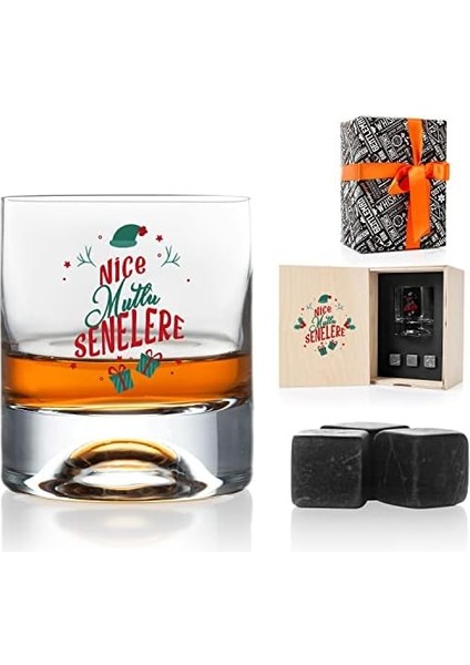 Yeni Yıl Mesajlı Ahşap Kutulu Viski Kadeh Seti modelleri