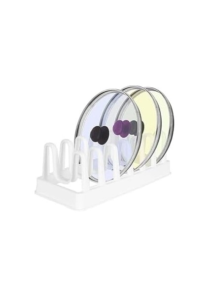 Plastik 6 Bölmeli Tencere Kapağı ve Tabak Düzenleyici Organizer, Dolap Içi ve Tezgah Üstü Kapak Organizeri, Mutfakta Düzen Sağlayan Çok Yönlü Depolama Çözümü modelleri