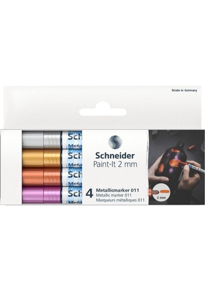 Metallicmarker 4er Set (Set 2, Strichstärke 2 Mm, Neue Pigmenhnologie, Starker Glitzereffekt) Silber, Golt, Kupfer,