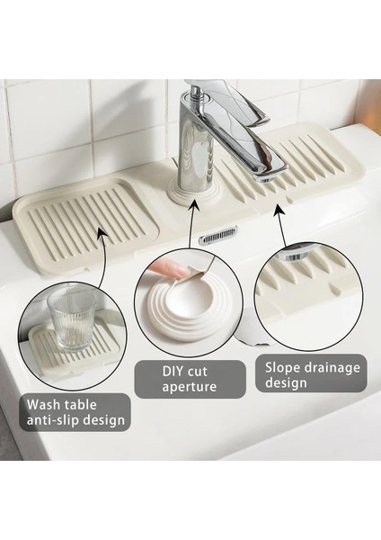 Musluk Matı, Eviye Matı,elastik Musluk Matı Su Tutucu Düzenleyici Kaydırmaz Taban Organizer Mutfak Lavabo,musluk Matı Silikon (Beyaz) modelleri