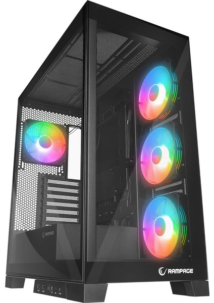 Hydra V2 4*argb Fan+Hub Temperli Cam E-Atx Siyah Oyuncu Kasası