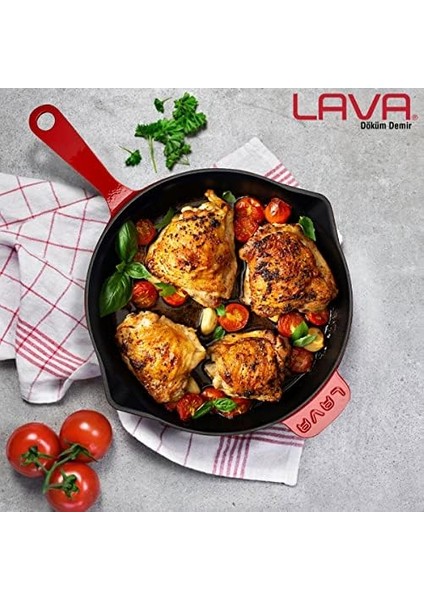 Metal Döküm Kızartma Tavası, 28 Cm, Kırmızı/siyah fiyatları