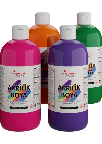 Rose Ara Renkler Akrilik 4&apos;lü Set 4X500 gr