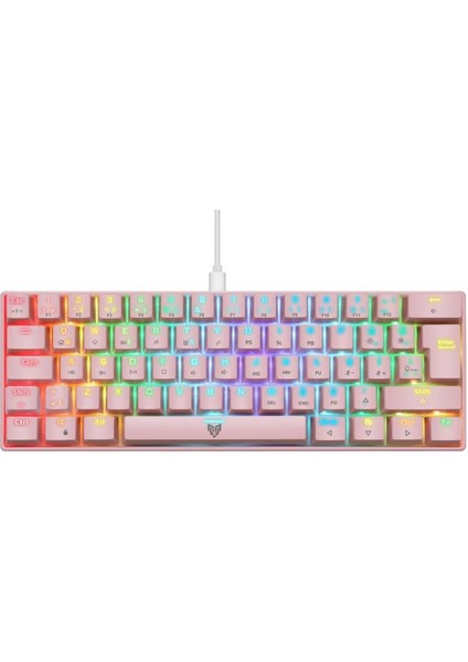 Majesty 62 Tuşlu Rgb Mini Gaming Oyuncu Mekanik Klavye Red Switch Pembe