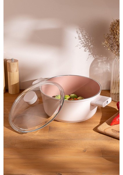 Crystal Derin Tencere Pembe 24 cm