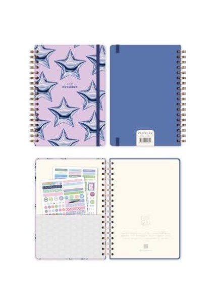 Spiralli Sert Kapak Not Defteri Mavi Yıldız modelleri