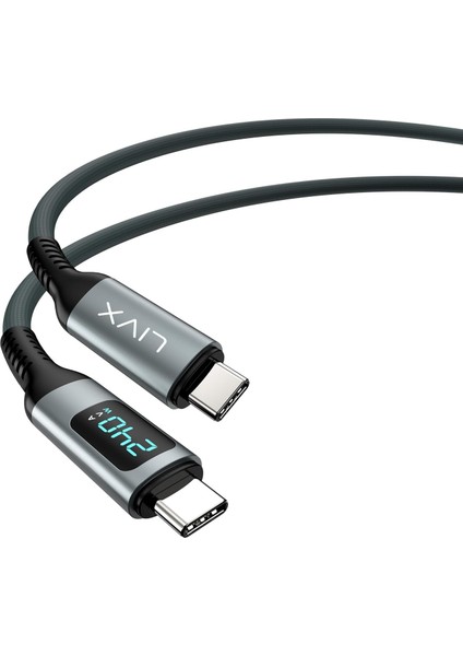 Thunderbolt 4 Type C To Type C 240W Hızlı Şarj 8K@60Hz Görüntü Aktarımı 40GBPS Veri Transferi Pd3.1 LED Göstergeli 1.5 Metre Örgülü Kablo ARD-015 (1.5 Metre)