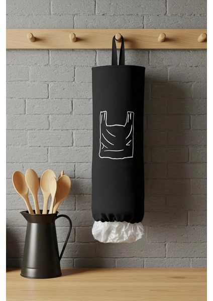 Asılabilir Poşet Organizeri, Poşet Sepeti, Poşet Poşet Düzenleyici Hurç Siyah