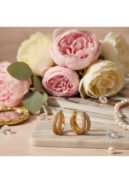 Kadın Altın Rengi Çelik Küpe 316L Kararmayan – Yusso