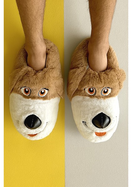 Buddy Erkek Hayvanlı Panduf Ev Ayakkabısı Pufidik Peluş