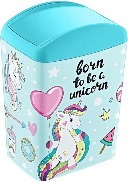 Soft Resimli Çöp Kutusu Döner Kapak 5 Lt Unicorn