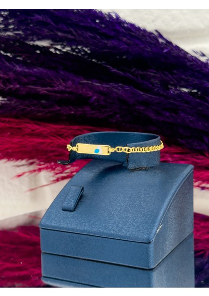 925 Ayar Gümüş Gold Renk Isim Yazılabilir Kız & Erkek Bebek Künye – Kişiye Özel Gümüş Çocuk Bileklik