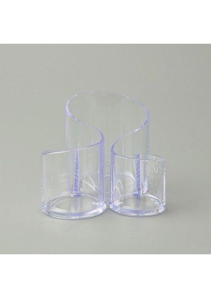 Living 3 Gözlü Pratik Makyaj Organizeri - Şeffaf - 15X15X13 cm