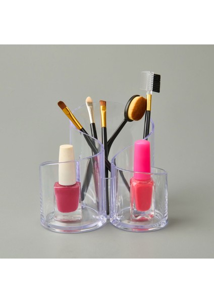 Living 3 Gözlü Pratik Makyaj Organizeri - Şeffaf - 15X15X13 cm fiyatları