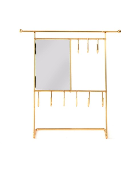 Metal Dikdörtgen Aynalı Takı Askısı - Sarı - 26,5X26,5X7 cm fiyatları