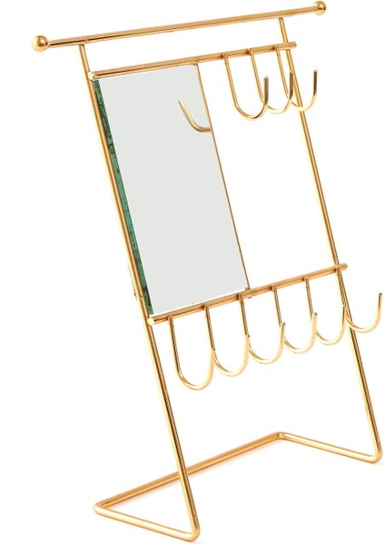 Metal Dikdörtgen Aynalı Takı Askısı - Sarı - 26,5X26,5X7 cm modelleri