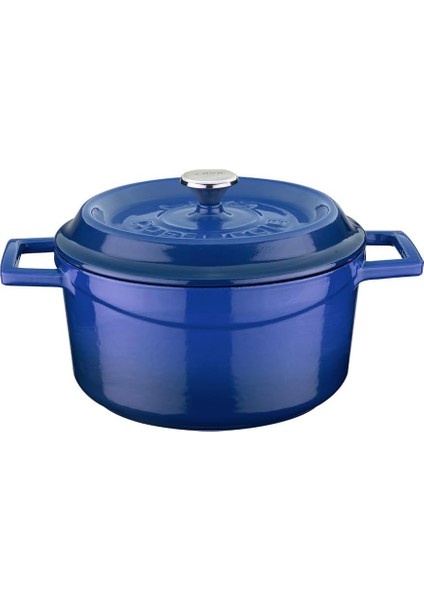 Metal Döküm Yuvarlak Tencere, 20 Cm,mavi