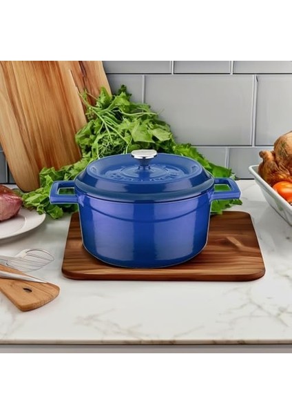 Metal Döküm Yuvarlak Tencere, 20 Cm,mavi fiyatları