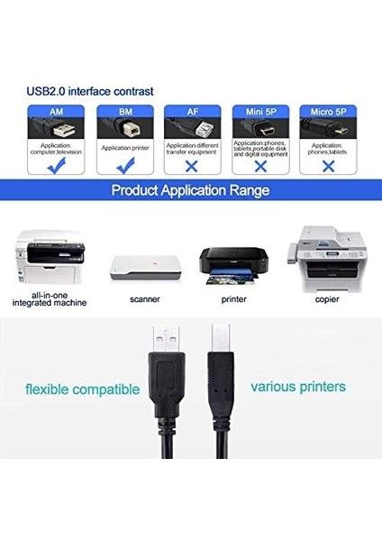 USB Yazıcı Printer Ara Bağlantı Kablosu USB 2.0 Yüksek Hız 3 Metre 4912 fiyatları