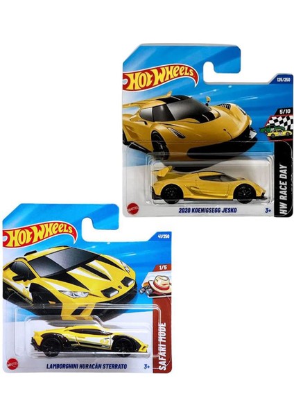 2 Araç Hot Wheels Set - Lamborghini Huracan Sterrato & 2020 Koenigsegg Jesko (1/64) Sarı