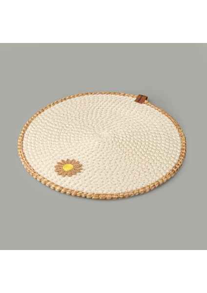 Soft Çiçek Nakışlı Supla - Ekru - 33X33 cm