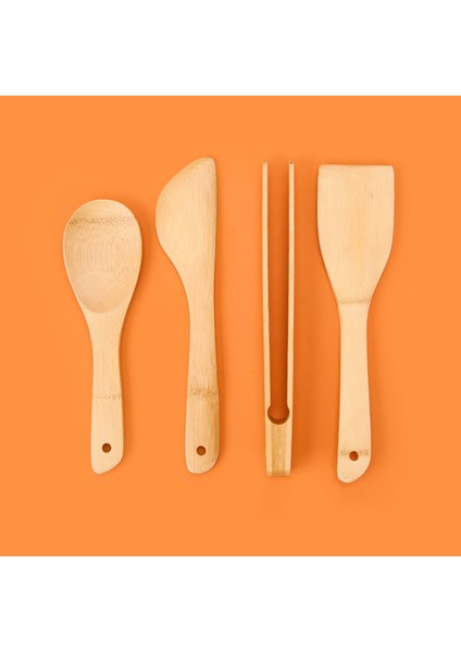 Mioli 4 Parça Bambu Mutfak Seti - Açık Kahverengi