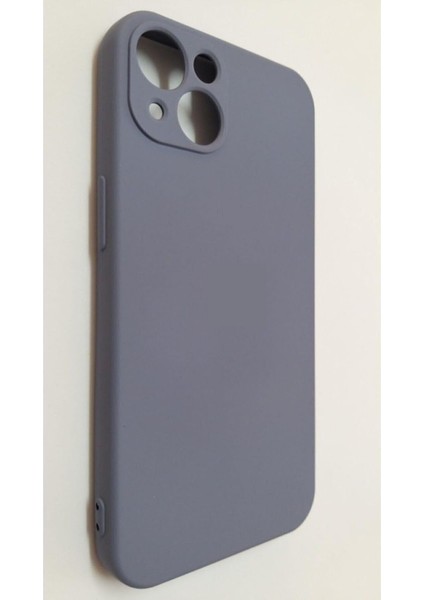 13 ile Uyumlu Kadife Astarlı Jean Blue Mat Silikon Kılıf – Kamera Korumalı, Şok Emici