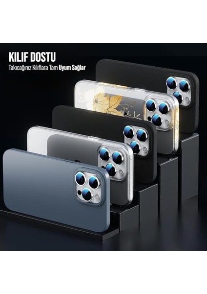 Kurulum Safir Parmak Izi Bırakmayan -Reflective Kamera Lens (Gri, 16 Pro/ 16 Pro Max) modelleri